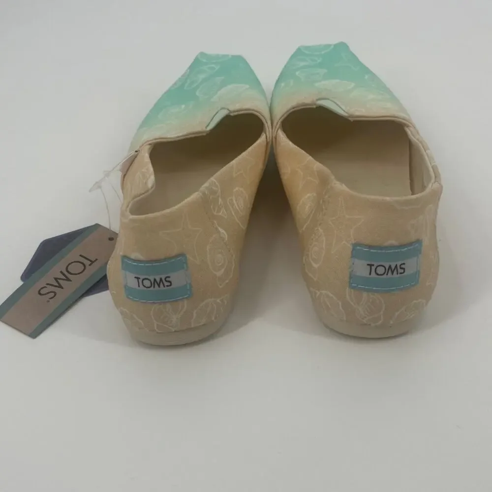 TOMS Shells Ombre Womens Shoes Sz 5 Beach Coastal Pastel Slip On New Nautical